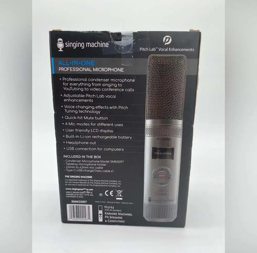 Singing Machine All-in-One Professional Microphone with Stand